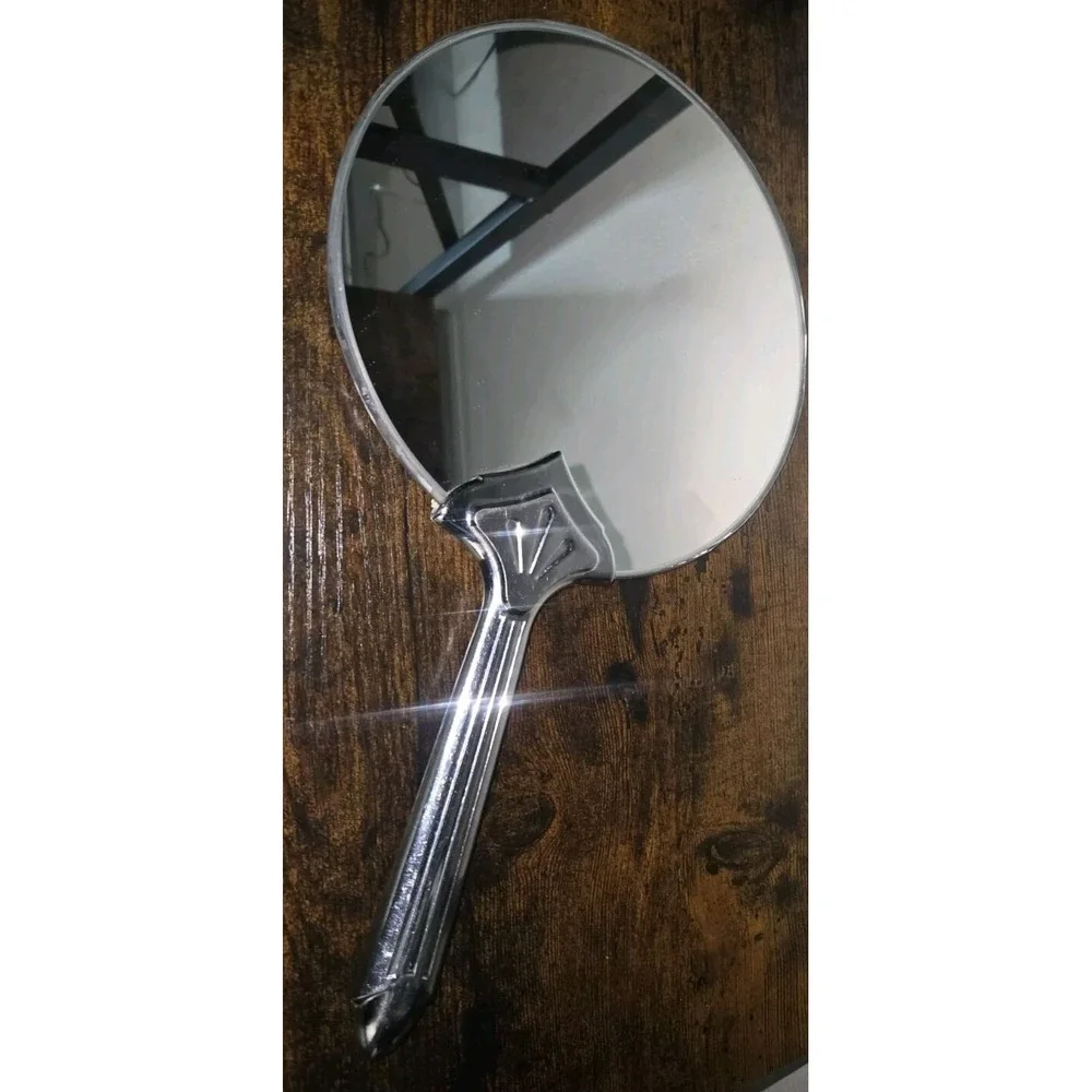 Vintage Hand Mirror Art Deco Style Vanity Mirror Chrome Finish Round‎